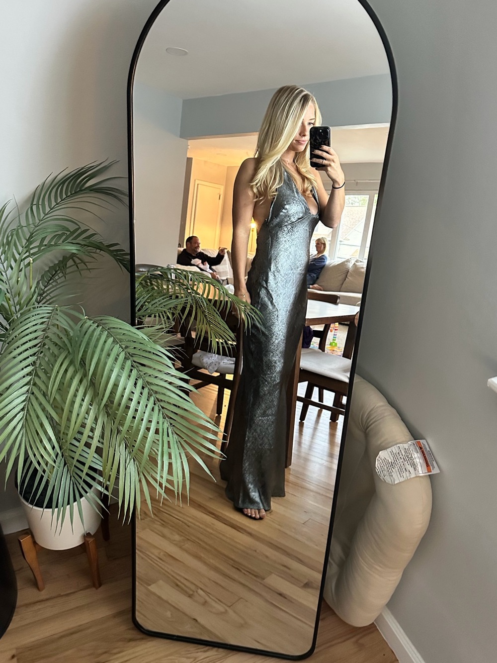 Free People Silver Metallic Maxi Slip Dress